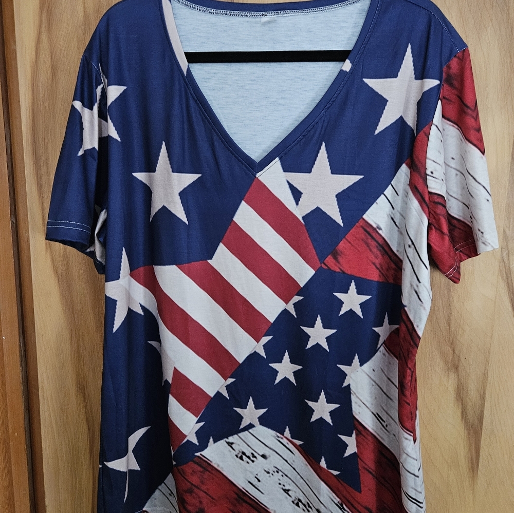Patriotic V-Neck Shirts - Red and Blue - Picture 7 of 11
